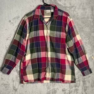 Vintage Patchwork Button Up Shirt Artsy Boho Grandma Chic Size XL 100% Cotton